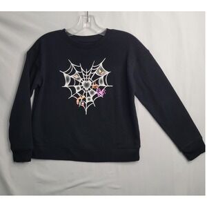 Cat & Jack Halloween Sweatshirt, Spiderweb, Candy, Girls,‎ Size L (10/12)